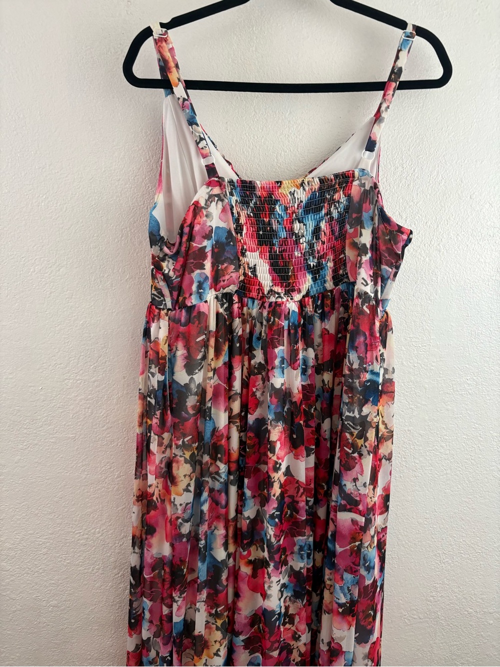 Torrid Soft Mesh Pleated Maxi Dress multicolor watercolor floral print 1XL - Picture 3 of 6